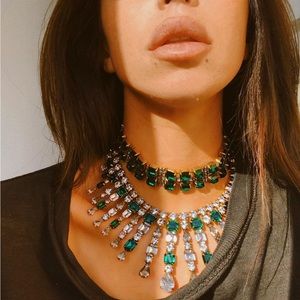 Green rhinestone choker